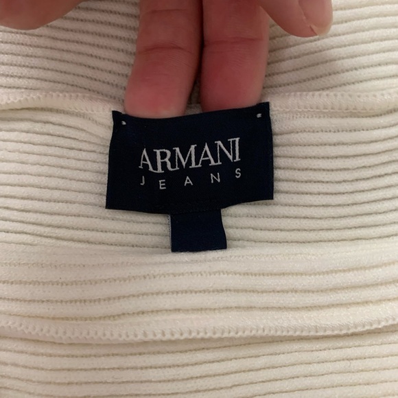 Armani Jeans Cream Ribbed Off The Shoulder Sweater - Picture 4 of 7